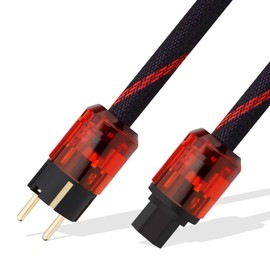 YuanYong Audiophile High End Power Cable OFC 2-Pin IEC-C15 Plug with Gold-Plated High-Quality Braided Power Cable HiFi Power Cable for Audio, Speakers, Subwoofer, Home Cinema (1 m / 3.3 ft)