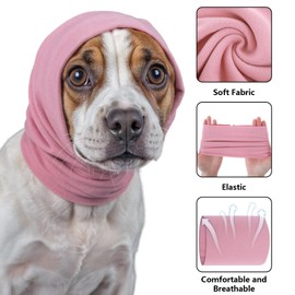 oruola 3pcs Dog Ear Defenders,Large Breathable Dog Ear Protectors, Soft and Warm No Flap Dogs snood for Noise Grooming Anxiety Calming Dogs Ears Covers for Shower (Black, Purple, Pink)