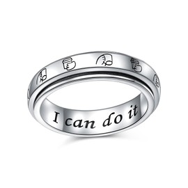 DAOSHANG I Can Do It Anxiety Rings Sterling Silver Cat Paw Fidget Ring, Spinner Rings Fidget Rings for Anxiety for Women Teens
