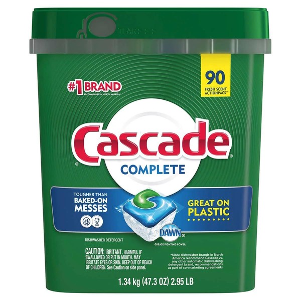 Cascade ActionPacs Dishwasher Detergent (Complete 90 Count), (Pack of 1), White