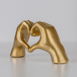 greafy Decorative Sculpture Hand and Heart for Living Room & Bedroom - Heart Shape Hand Statue Wedding Partner Mother Grandma Gold