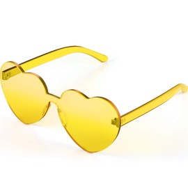 Maxdot Heart Shape Sunglasses Rimless Transparent Heart Glasses Party Favors (Transparent Yellow)