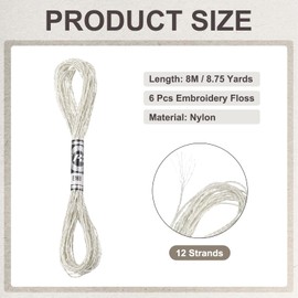 PATIKIL 6 Skeins Embroidery Floss, Metallic Embroidery Thread Nylon Threads Bracelets String for Cross-Stitch Hand Embroidery, Silver Tone