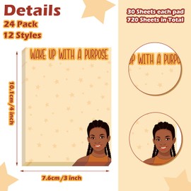 Sinmoe 24 Pcs Black Girl Inspirational Sticky Notes 3 x 4 Inch Appreciation Sticky Notes Motivational Memo Pads Black History Positive Gifts Notepads for Women Work Study School Office(Inspirational)