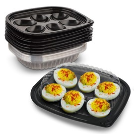 MT Products Clear Deviled Egg Containers Holds 6 Eggs 6.5" x 5.63" x 1.19" - Durable Egg Platter Tray (Pack of 12) - Made in the USA