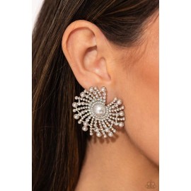Paparazzi Jewelry Accessories - Fancy Fireworks - White Earrings - LOP Exclusive