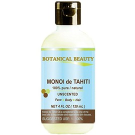 Botanical Beauty MONOI DE TAHITI Oil 100% Pure Natural Undiluted Virgin Unscented Polynesia Original Guarantee. For Face, Hair and Body 4 fl.oz.- 120 ml