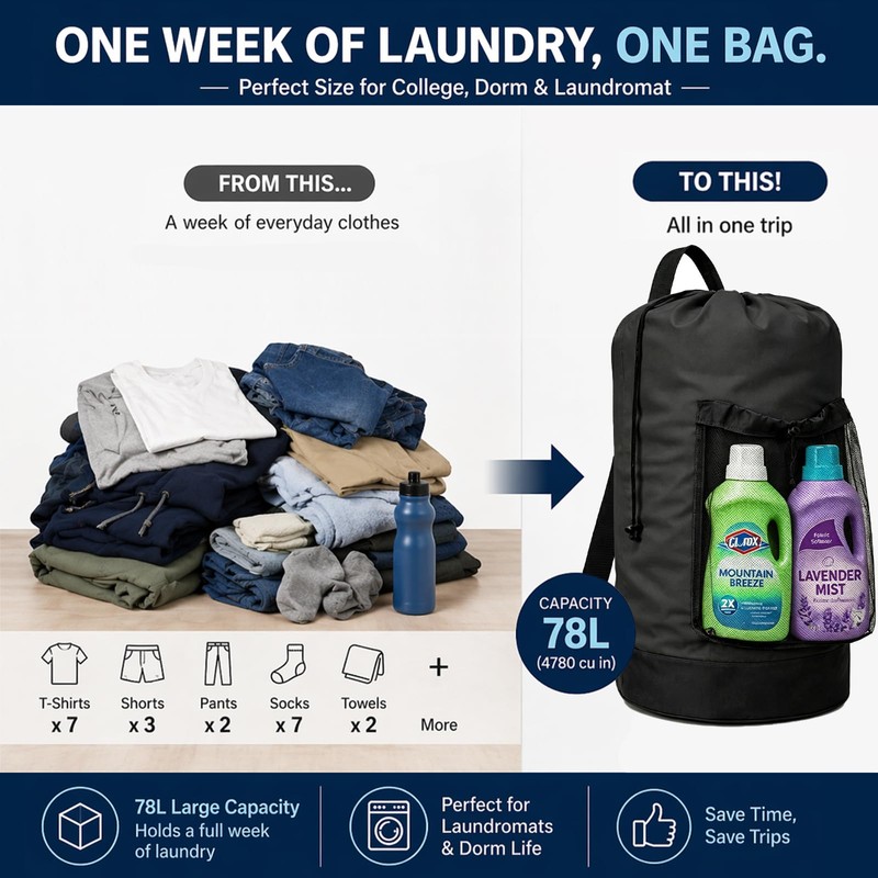 Backpack Laundry Bag Durable Polyster Laundry Backpack Bag with Shoulder