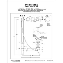Westbrass Tubular 35 in. Cable Drive Bath Waste, Matte Black, D50P35TLE-62