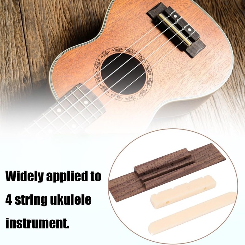 Rosewood Ukulele Bridge Nut and Saddle - 4 String Ukulele