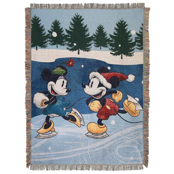 Northwest Mickey Mouse Woven Tapestry Throw Blanket, 48" x 60", Winter Skate