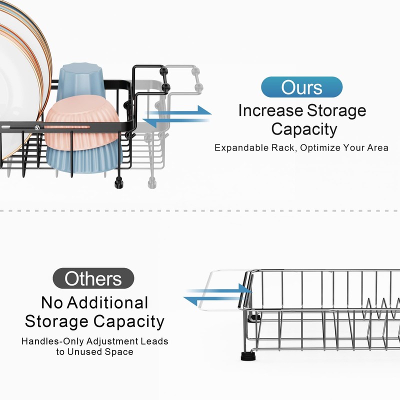iSPECLE Sink Dish Drying Rack, Capacity Expandable Over Sink Dish
