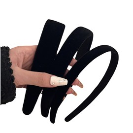 Heanvmyss Black Velvet Headband Women, Pack of 3 Wide Padded Headband, Vintage Hair Band, Headbands Made of Velvet Fabric Hair Accessories, Retro Style Velvet Headband for Women Girls