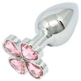 Praxia Jewelry, Plug, Quatrefoil Pink, Medium, Maximum Diameter 1.3 inches (3.4 cm), Includes Cloth Bag, Lotion, Cleaning Cloth with Logo