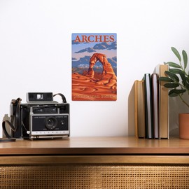 Lantern Press 6x9 Inch Metal Sign, Arches National Park, Utah, Delicate Arch Illustration