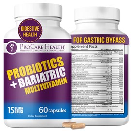 ProCare Health Probiotic Bariatric Multivitamin with Iron 45mg (60 Count) - 15 Billion CFU Bariatric Probiotic Fast Dissolving Veggie Capsules to Support Gut and Immune Health in Bariatric Patients