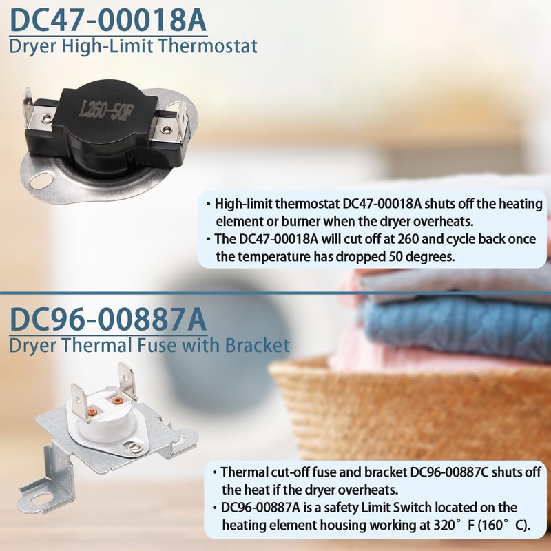 Dryer Thermal Fuse Kit DVE50R5200W/A3 DVE52A5500V/A3 DV42H5000EW/A3