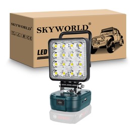 SKYWORLD Cordless LED Work Light for Bosch 18V Battery, 48W 4800LM Portable Floodlights for Outdoor Low Voltage Camping Lighting, Workshop, Garage, Job site, Car Repairing, Emergency (No Battery)