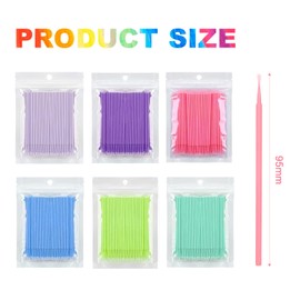 ASIRYVA 600-Piece Micro Brushes, Micro Applicator Brushes Set - Eyelash, Eyebrow & Nail Art Brushes in 6 Colors for Makeup, Dental Care & More