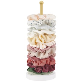 Dahey Scrunchie Holder Hair Accessories Organizer Stand Modern Metal Hair Tie Holder Organizer Storage Display Jewelry Scrunchy for Women Girls Bedroom Bathroom Decor, Gold