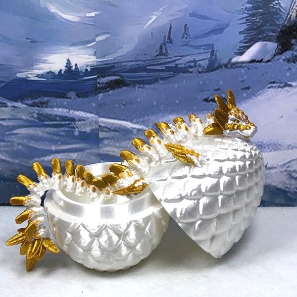 Generic Axolotl Dragon, 3D Printed Dragon with Dragon Egg, 8.5""