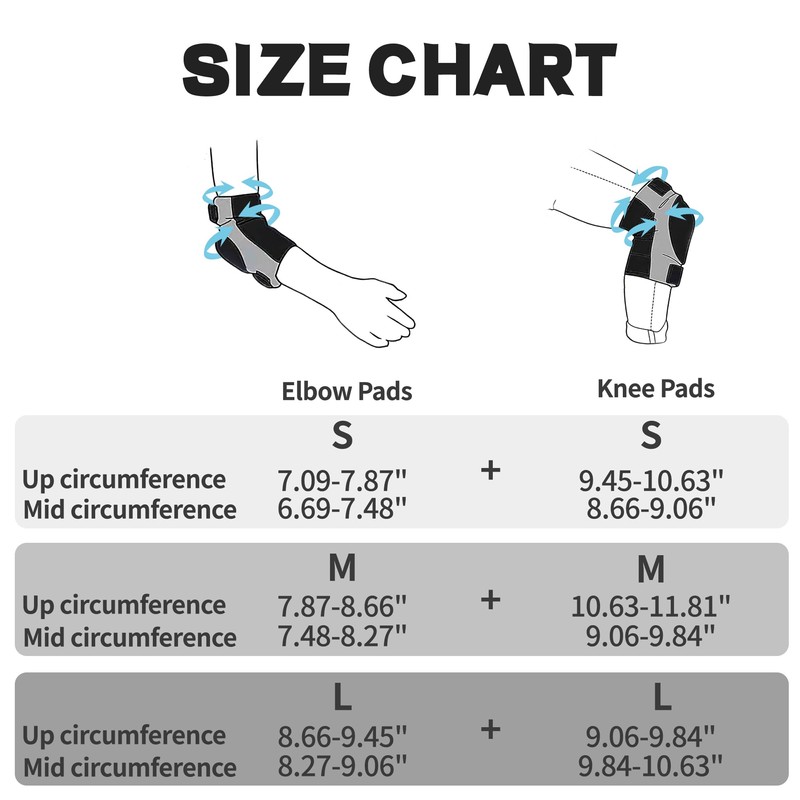 YEEKORO Kids/Youth Knee Pads + Elbow Pads, Compression Support Sleeve