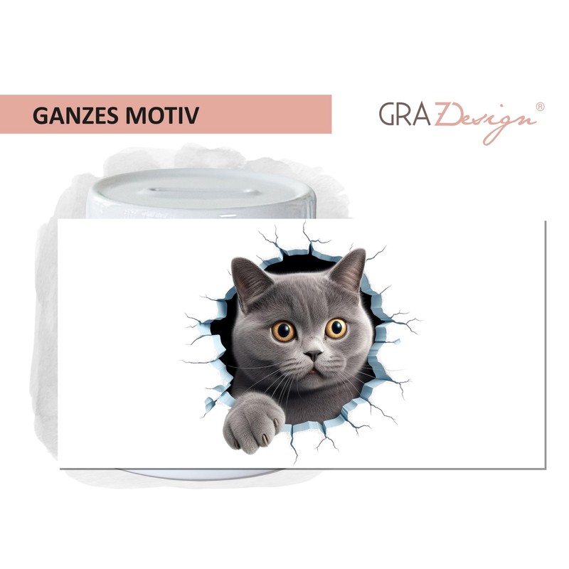 GRAZDesign Funny Cat Money Box with Cat Motif - Wall