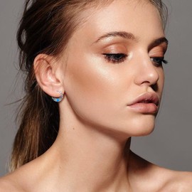 Blue Opal Earrings 925 Sterling Silver Blue Celtic Earrings Celtic Jewellery Gifts for Women Girls Mother Wife, Sterling Silver