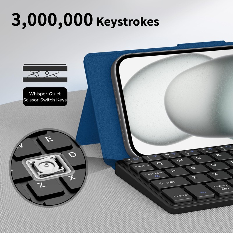 CACOE Mobilephone Mini Bluetooth Keyboard, Ultra-Thin, Portable and Foldable, Dual-Channel,