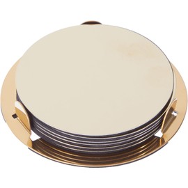 Coasters Set of 6 With Holder Silver - Gold Stainless Steel Cup Coasters Decor for Home Restaurants Dining Table By Envenzo (Gold)