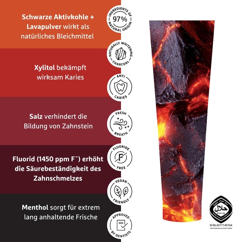 ECODENTA Schwarze Aufhellende Zahnpasta mit Vulkanischen Mineralien 100ml