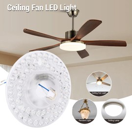 4.92 Inch LED Ceiling Fan Light Retrofit Kit,18W 3CCT 3000K 4000K 6000K Dimmable Round Ceiling Light Replacement PC Board (White)