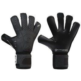 Elite Sport Black Goalkeeper Gloves, Removable Finger Spines, Pro-Level Goalkeeper Gloves for Superior Grip and Control (Black Solo, 4mm Control MB Latex)