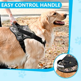 Dog Harness, No-Pull Reflective Trim Dog Harness for Medium & Large Dogs - Military Grade Nylon, 2 Leash Clips & Gel Lined Handle. Soft & Padded Puppy Dog Vest for Any (Blue Camouflage, S)