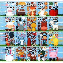 100 Pcs Make a Farm Animal Stickers Sheets Farm Themed Birthday Party Favors Supplies Barnyard Birthday Party Supplies Farm Animal Party Favor for Kids DIY Art and Craft Projects Class Rewards