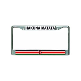 DIGIART KENYA KENYAN FLAG HAKUNA MATATA Chrome Metal Car License Plate Frame
