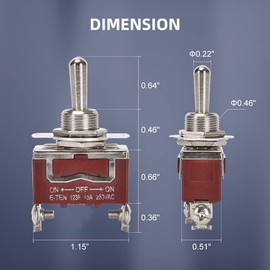 3pcs Toggle Switch High Performance 20A 125V 15A 250V SPST 2 Terminal Pin On/Off Metal Rocker Switch + 3pcs Waterproof Cover KN3C-101