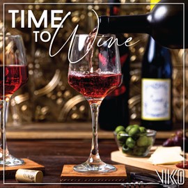 Vikko Wine Glasses, Set of 8 Red Wine Glasses, 14 Ounce Clear Wine Glass, Classic, Durable European Stemware