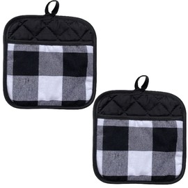 2 Pcs Heat Insulation Potholder Heat Resistant Non Slip Potholders Professional Oven Hot Pads with Pockets Mitts for Kitchen Cooking Baking