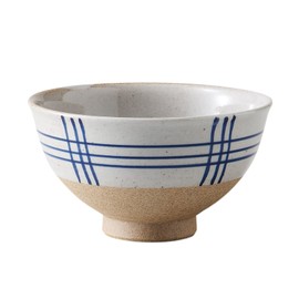Saikai Pottery (Saikaitoki) 74062 Arita Ware Lightweight Rice Bowl with Lattice Line, Blue, Made in Japan