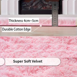 Obundi Rug Children's Room Girls, Rug Pink Fluffy, Non-Slip Rug Living Room, Bedroom Small, High Pile Rug for Office, Lounge (Pink, 80 x 120 cm)