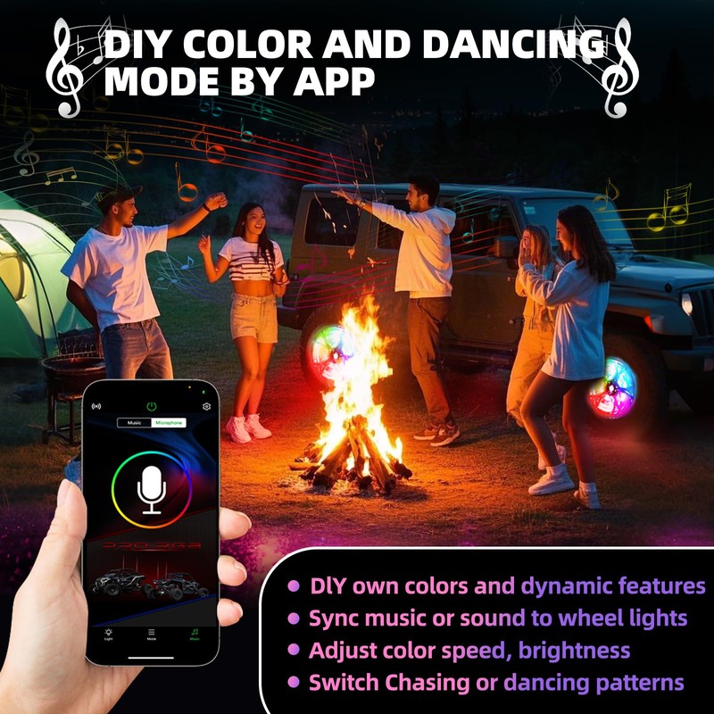 Tavaray 4PCS 14" RGB LED Wheel Ring Lights with APP