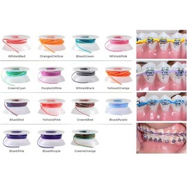 Funny Braces Power Chain Two Color Combos Dental Orthodontic Elastic Bands Power Chain 15 Feet/Roll (Blue&Red, Short)