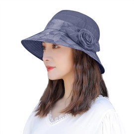 [LYING] Women's Sun Protection Hat, Ladies' Hat, Summer, Grandma, UV Protection, UV Protection, Stylish, Bucket Hat, For Women, Wide Brim, Small Face Effect, Flower Decoration, Spring Summer, Bowler