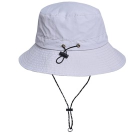 WANYIG Sun Hat Women Men UV Protection Foldable Safari Hat Waterproof Summer Hat Hiking Hat Fishing Hat Outdoor Bush Hat Quick Dry 55-58 cm, lightgrey
