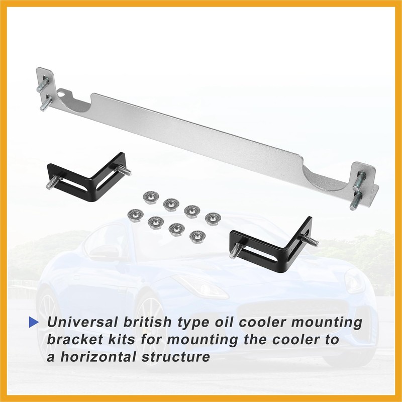 Partuto Universal Oil Cooler Mounting Bracket Kit 330mm Silver Tone
