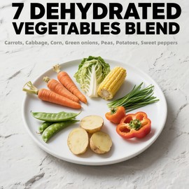 7 oz 200 g Dehydrated Vegetable Soup Mix | Colorful Veggie Blend for Ramen, Stews & Pantry Storage | Carrots Cabbage Corn Scallions Peas Potatoes Bell Peppers