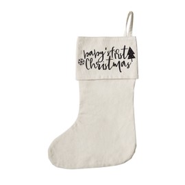 The Cotton & Canvas Co. Baby's First Christmas Christmas Stocking for Presents, Gift Bag, and Holiday Decorations