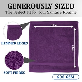 Towelogy Zero Twist Face Cloths 33x33cm - 100% Egyptian Cotton Washcloths Absorbent & Super Soft Hotel Quality Towels | Oeko-Tex Certified (10, Plum Purple)