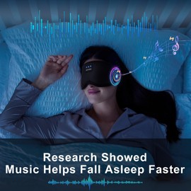 Deep Sleep Mask with Bluetooth 5.4 Headphones - Blackout Sleeping Mask Side Sleeper Eye Masks Earphone Rechargeable Headband Wiless Music Ear Muffs Portable Travel Essentials Gift for Women Men Mom
